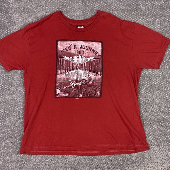 Harley Davidson T Shirt Men's 2XL Double Sided Life's a Journey Fast Free - Picture 2 of 11